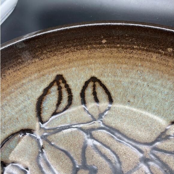 VTG Jan P Pots Studio Signed‎ Wheel-Thrown SGRAFFITO BOWL 80s Mahogony Glaze - Picture 8 of 8